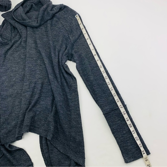 We The Free Split Back Turtleneck Raw Seams Long Sleeve Charcoal - Picture 10 of 13